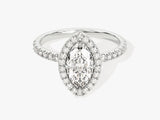 Marquise Halo Diamond Engagement Ring with Pave Set Side Stones (1.00 CT)