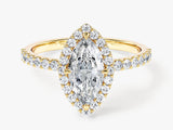 Marquise Halo Lab Grown Diamond Engagement Ring with Pave Set Side Stones (1.00 CT)