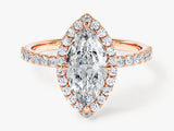 Marquise Halo Lab Grown Diamond Engagement Ring with Pave Set Side Stones (1.50 CT)