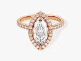 Marquise Halo Diamond Engagement Ring with Pave Set Side Stones (1.50 CT)