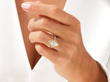 Marquise Halo Moissanite Engagement Ring with Pave Set Side Stones (2.00 CT)