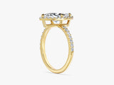 Marquise Halo Lab Grown Diamond Engagement Ring with Pave Set Side Stones (2.00 CT)