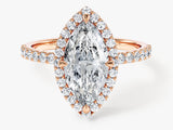 Marquise Halo Lab Grown Diamond Engagement Ring with Pave Set Side Stones (2.00 CT)