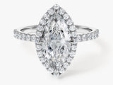 Marquise Halo Lab Grown Diamond Engagement Ring with Pave Set Side Stones (2.00 CT)