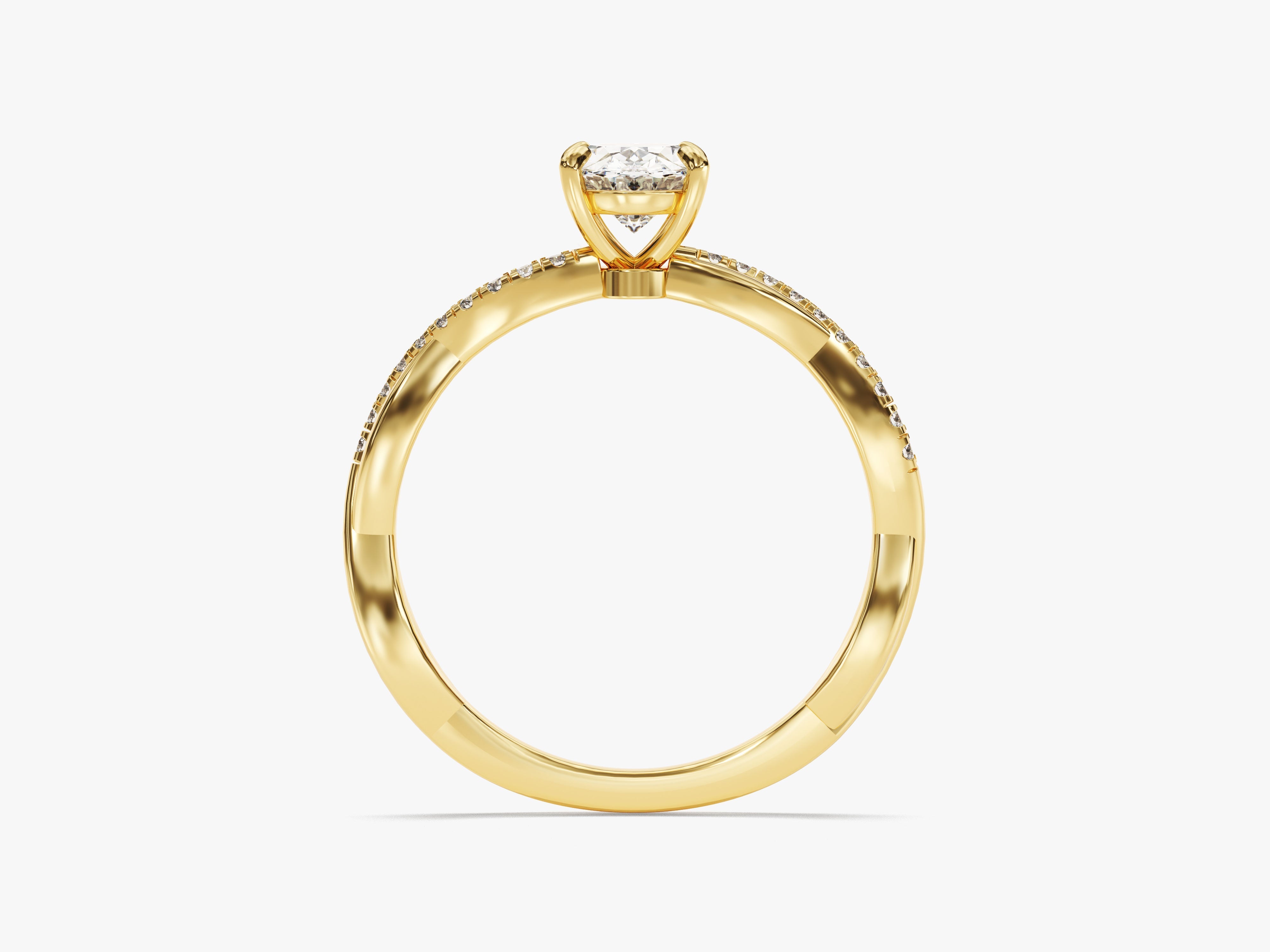 Oval Twisted Diamond Engagement Ring with Pave Set Side Stones (1.00 CT)