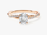 Oval Twisted Lab Grown Diamond Engagement Ring with Pave Set Side Stones (1.00 CT)