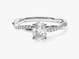 Oval Twisted Lab Grown Diamond Engagement Ring with Pave Set Side Stones (1.00 CT)