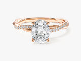 Oval Twisted Lab Grown Diamond Engagement Ring with Pave Set Side Stones (1.50 CT)