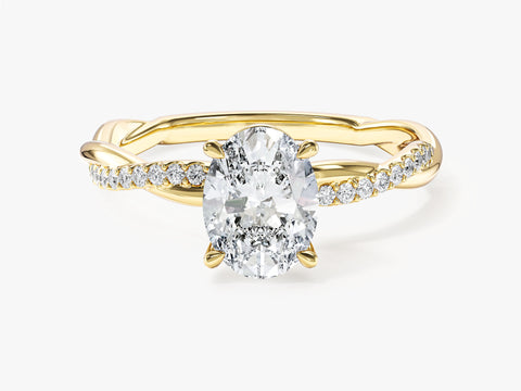 Oval Twisted Moissanite Engagement Ring with Pave Set Side Stones (1.50 CT)