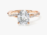 Oval Twisted Moissanite Engagement Ring with Pave Set Side Stones (2.00 CT)