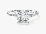 Oval Twisted Moissanite Engagement Ring with Pave Set Side Stones (2.00 CT)