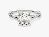 Oval Twisted Moissanite Engagement Ring with Pave Set Side Stones (2.00 CT)