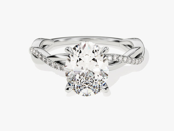 Oval Twisted Diamond Engagement Ring with Pave Set Side Stones (2.00 CT)