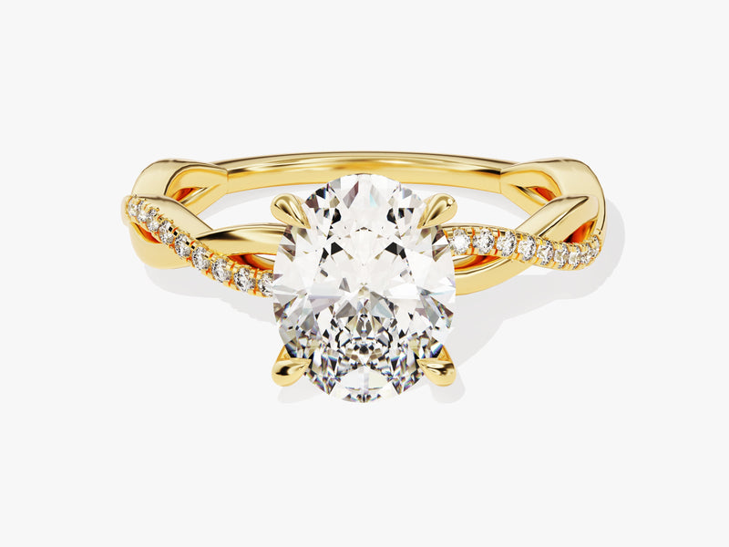 Oval Twisted Diamond Engagement Ring with Pave Set Side Stones (2.00 CT)