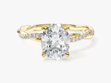 Oval Twisted Moissanite Engagement Ring with Pave Set Side Stones (2.00 CT)
