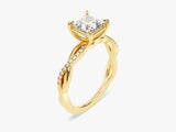 Princess Twisted Diamond Engagement Ring with Pave Set Side Stones (1.00 CT)