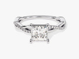 Princess Twisted Diamond Engagement Ring with Pave Set Side Stones (1.00 CT)