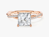 Princess Twisted Lab Grown Diamond Engagement Ring with Pave Set Side Stones (1.50 CT)