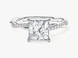 Princess Twisted Lab Grown Diamond Engagement Ring with Pave Set Side Stones (1.50 CT)
