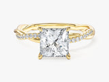 Princess Twisted Lab Grown Diamond Engagement Ring with Pave Set Side Stones (1.50 CT)