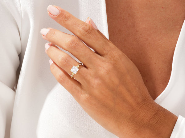 Princess Twisted Moissanite Engagement Ring with Pave Set Side Stones (1.50 CT)