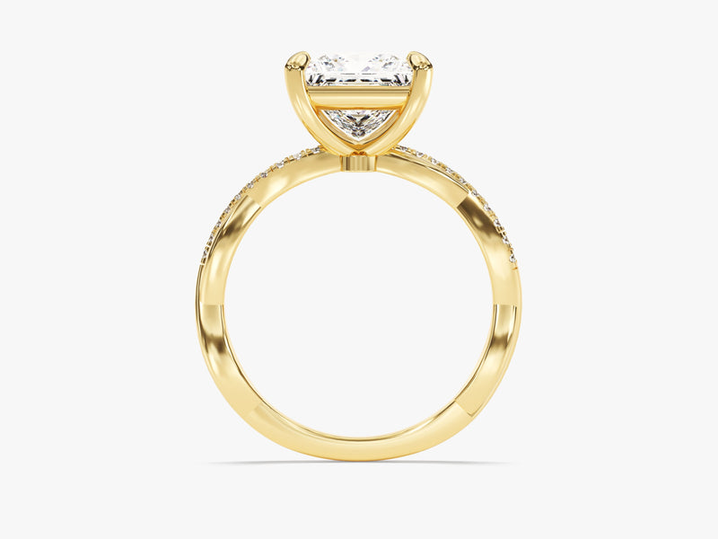 Princess Twisted Diamond Engagement Ring with Pave Set Side Stones (2.00 CT)