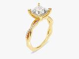 Princess Twisted Moissanite Engagement Ring with Pave Set Side Stones (2.00 CT)