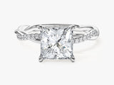 Princess Twisted Lab Grown Diamond Engagement Ring with Pave Set Side Stones (2.00 CT)