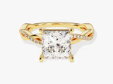Princess Twisted Moissanite Engagement Ring with Pave Set Side Stones (2.00 CT)