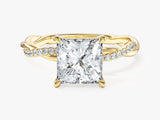Princess Twisted Lab Grown Diamond Engagement Ring with Pave Set Side Stones (2.00 CT)
