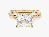 Princess Twisted Moissanite Engagement Ring with Pave Set Side Stones (3.00 CT)