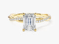 Emerald Twisted Moissanite Engagement Ring with Pave Set Side Stones (1.50 CT)