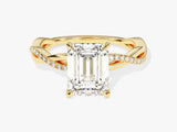 Emerald Twisted Diamond Engagement Ring with Pave Set Side Stones (2.00 CT)
