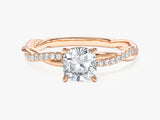 Cushion Twisted Lab Grown Diamond Engagement Ring with Pave Set Side Stones (1.00 CT)