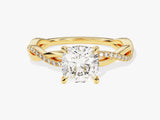Cushion Twisted Diamond Engagement Ring with Pave Set Side Stones (1.50 CT)