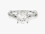 Cushion Twisted Diamond Engagement Ring with Pave Set Side Stones (2.00 CT)
