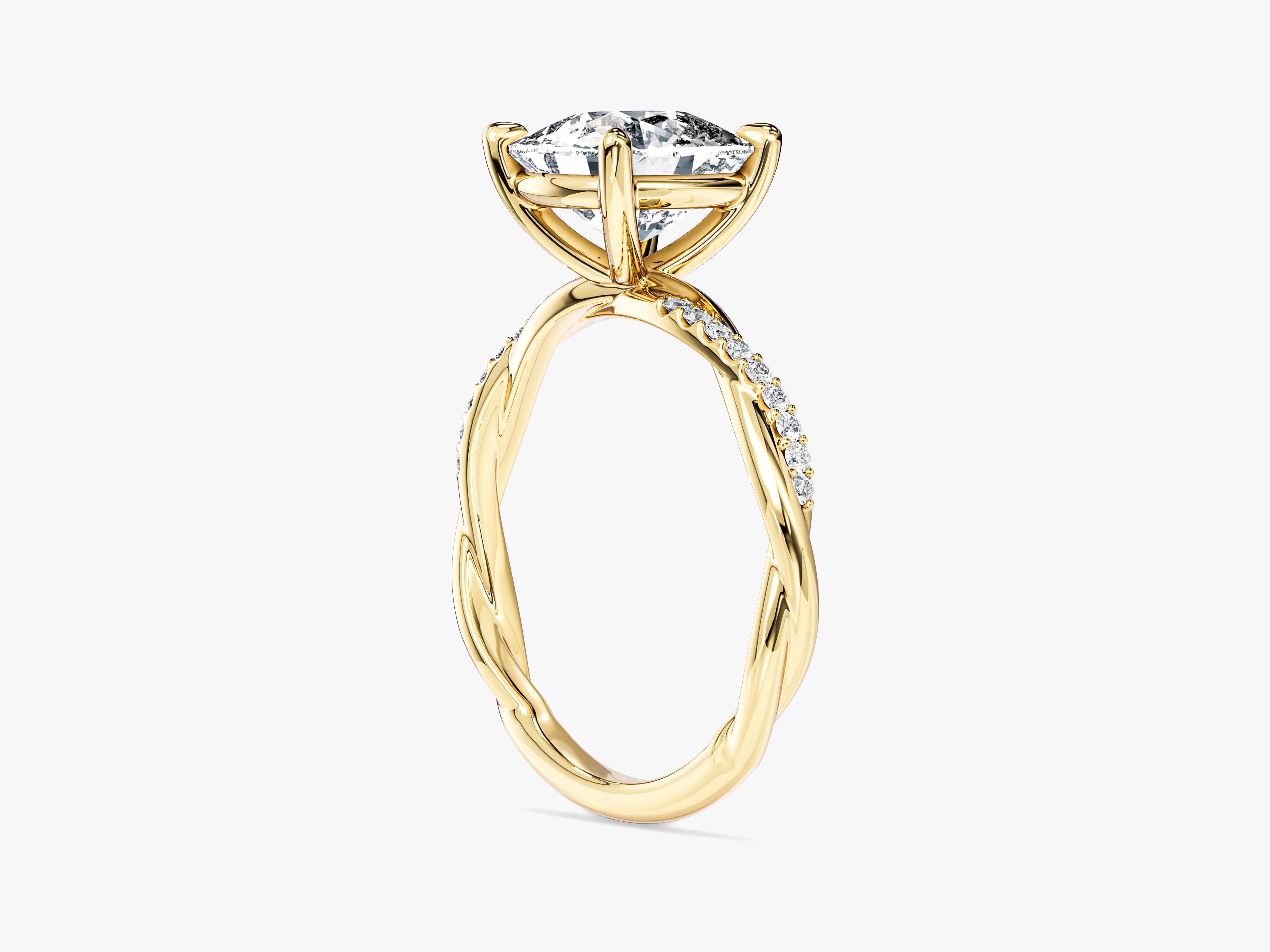 Cushion Twisted Moissanite Engagement Ring with Pave Set Side Stones (3.00 CT)