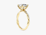 Cushion Twisted Moissanite Engagement Ring with Pave Set Side Stones (3.00 CT)