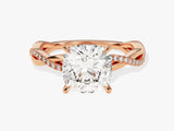 Cushion Twisted Moissanite Engagement Ring with Pave Set Side Stones (3.00 CT)