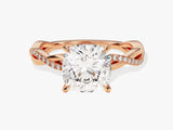 Cushion Twisted Diamond Engagement Ring with Pave Set Side Stones (3.00 CT)