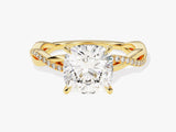 Cushion Twisted Moissanite Engagement Ring with Pave Set Side Stones (3.00 CT)