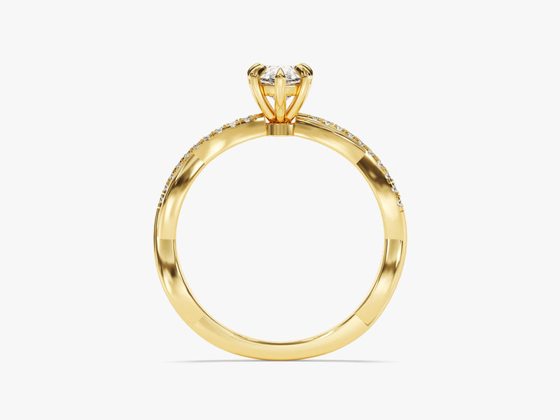 Pear Twisted Diamond Engagement Ring with Pave Set Side Stones (1.00 CT)