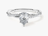 Pear Twisted Lab Grown Diamond Engagement Ring with Pave Set Side Stones (1.00 CT)