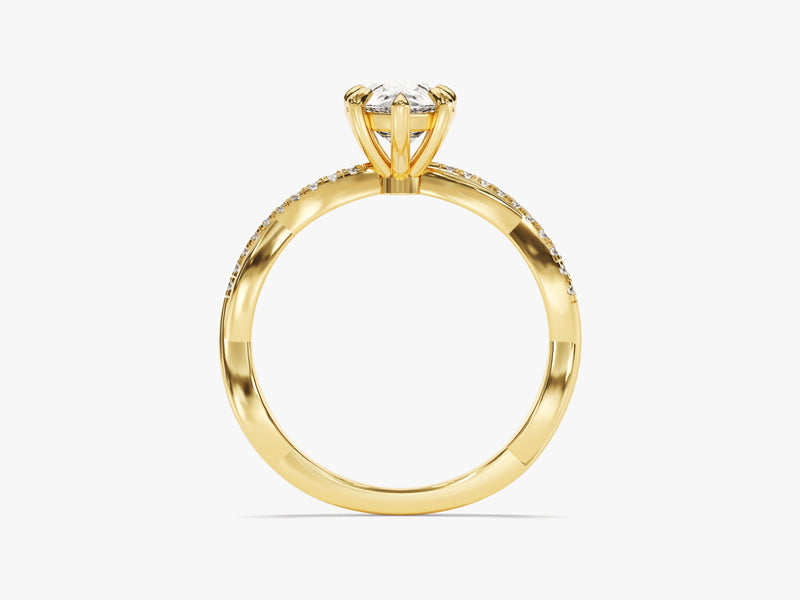 Pear Twisted Diamond Engagement Ring with Pave Set Side Stones (1.50 CT)