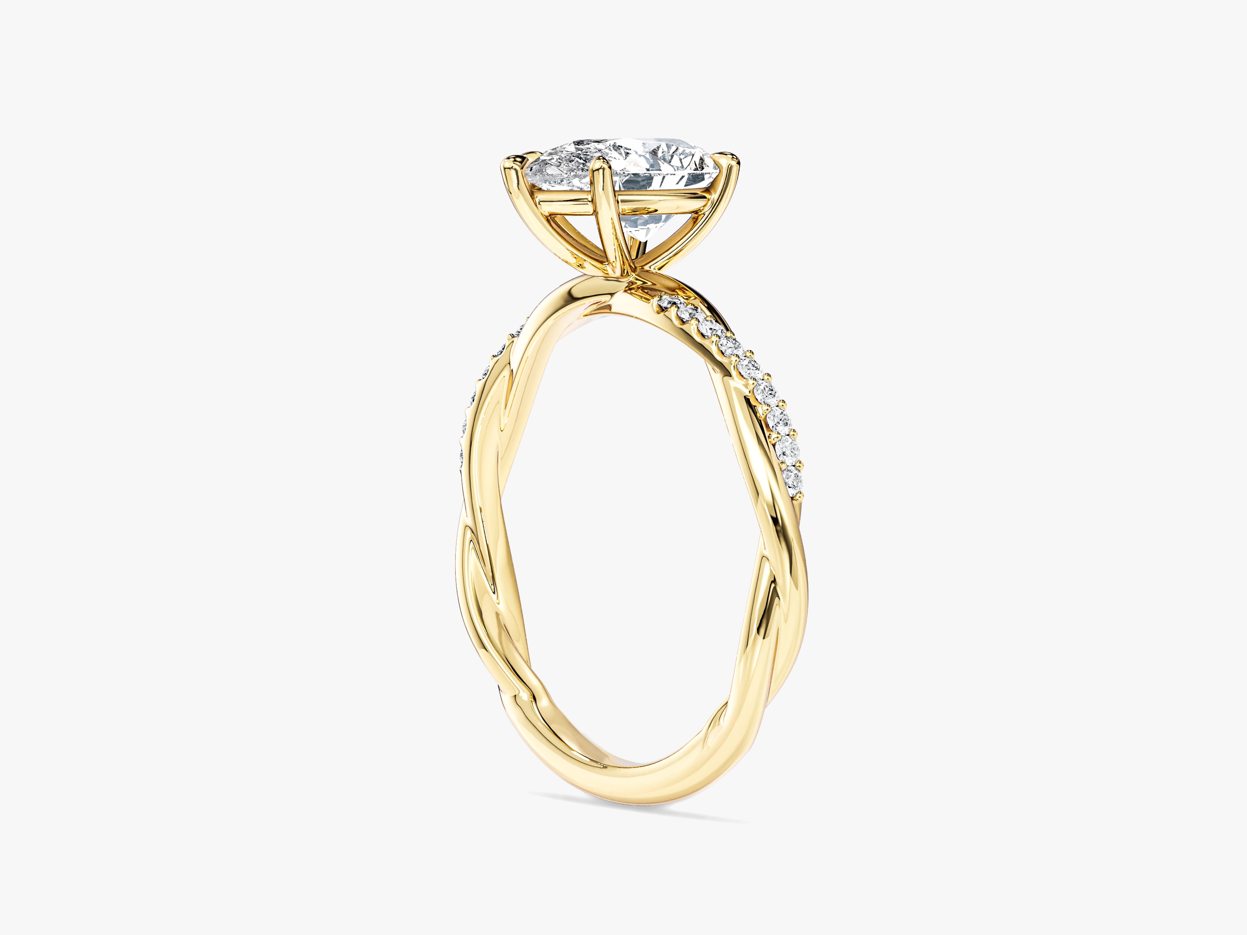 Pear Twisted Lab Grown Diamond Engagement Ring with Pave Set Side Stones (1.50 CT)