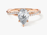 Pear Twisted Lab Grown Diamond Engagement Ring with Pave Set Side Stones (1.50 CT)
