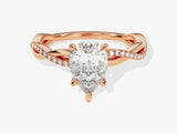 Pear Twisted Diamond Engagement Ring with Pave Set Side Stones (1.50 CT)