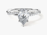 Pear Twisted Lab Grown Diamond Engagement Ring with Pave Set Side Stones (1.50 CT)