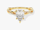 Pear Twisted Moissanite Engagement Ring with Pave Set Side Stones (1.50 CT)