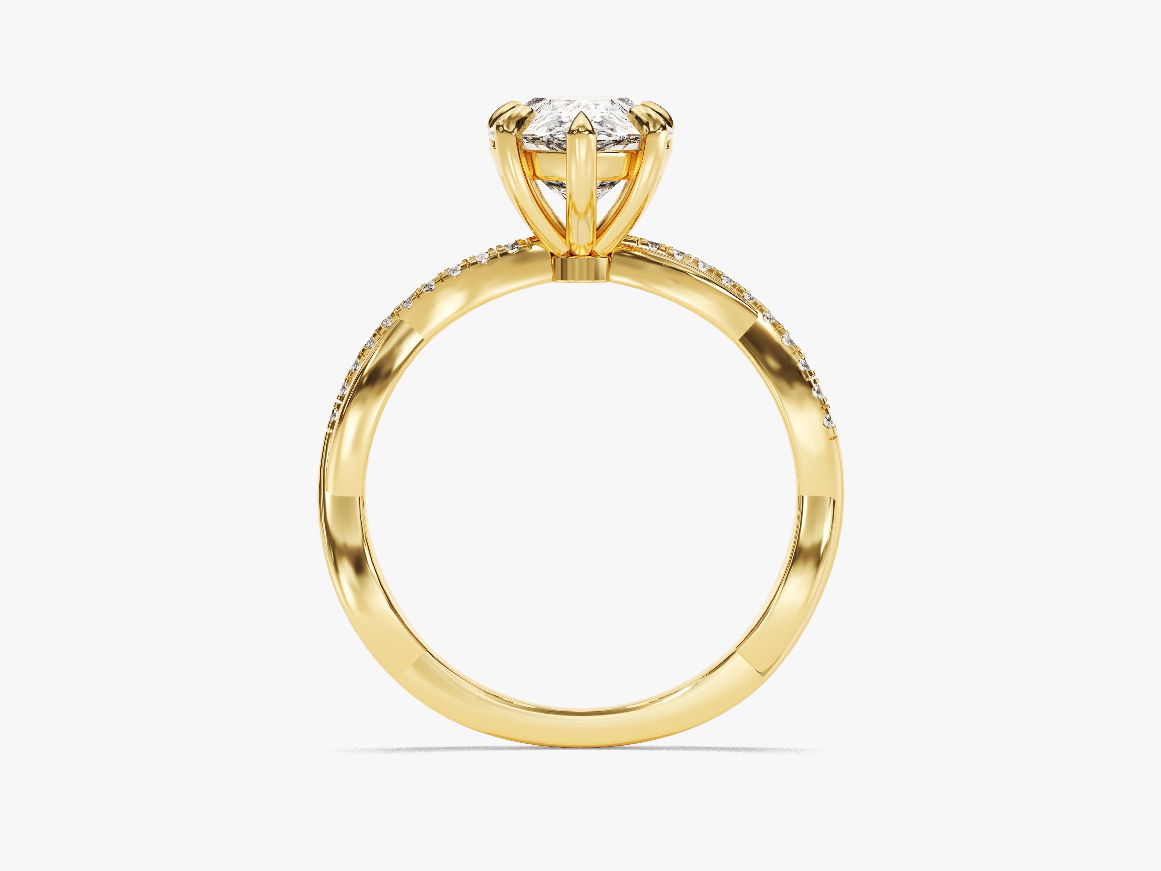 Pear Twisted Diamond Engagement Ring with Pave Set Side Stones (2.00 CT)